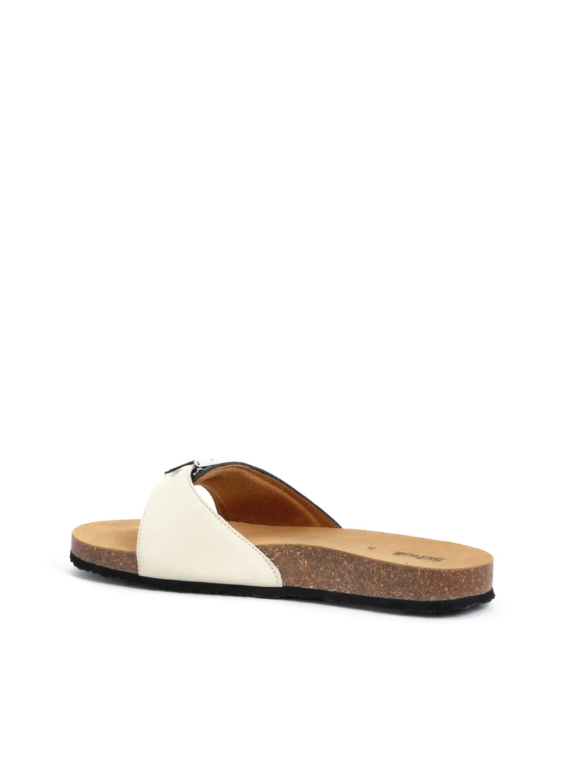 Scholl MULES BLACK/OFF WHITE PESCURA FLAT CORK 2