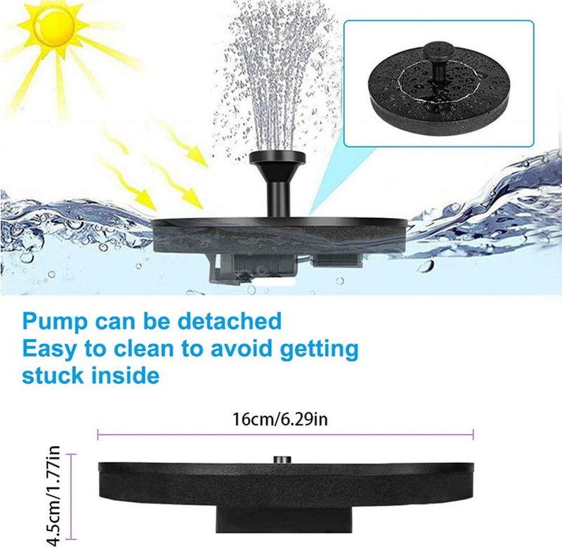 JSDOIN Solar Fountain Pump, Upgrade 1.4W Bird Bath, 4 Fixed Standing Holder, Solar Fountain with 6 Nozzle, Free Standing Outdoor Submersible Fountain Panel Kit for Pond, Pool, Patio, Garden - Image 4