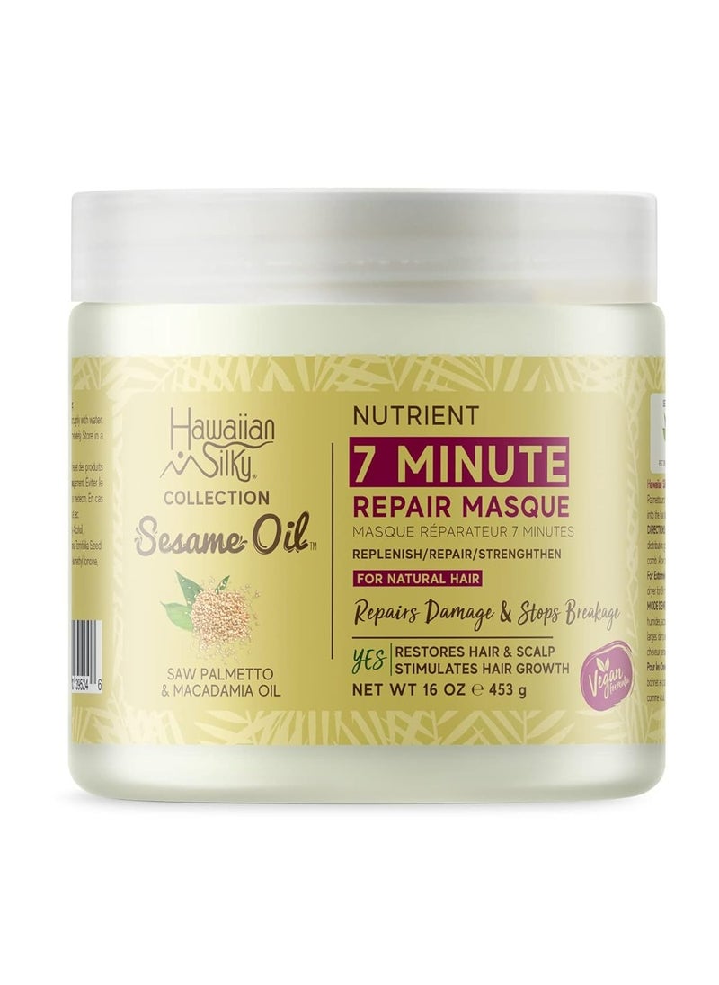Hawaiian Silky Vegan Sesame Oil 7-MINUTE Nutrient Repair Masque with Saw Palmetto And Macadamia Oil 453 g 