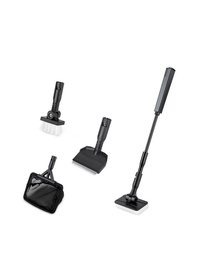 hygger Small Aquarium Cleaning Tools, 4 in 1 Fish Tank Cleaner Kit with Handle,Fish Net,Algae Scraper,Clean Brush,Flat Sponge - Image 1