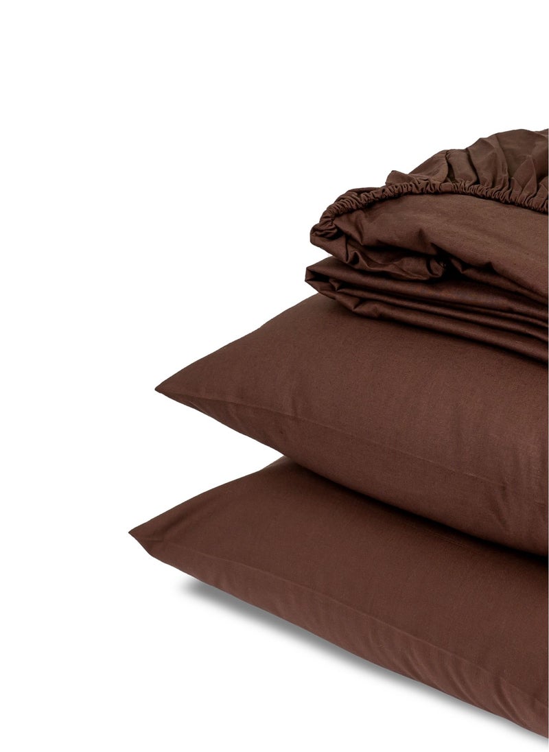 Home of linens طقم شرشف جاهز بني 200x200  - Image 3