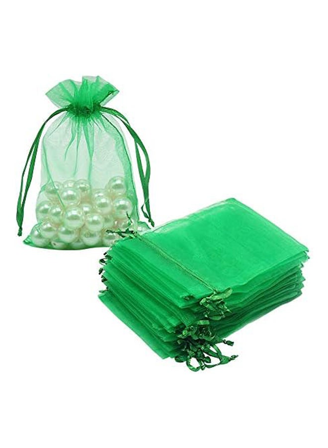 Package 100pcs Organza Drawstring Bags Green, - Image 2