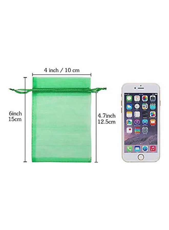 Package 100pcs Organza Drawstring Bags Green, - Image 3