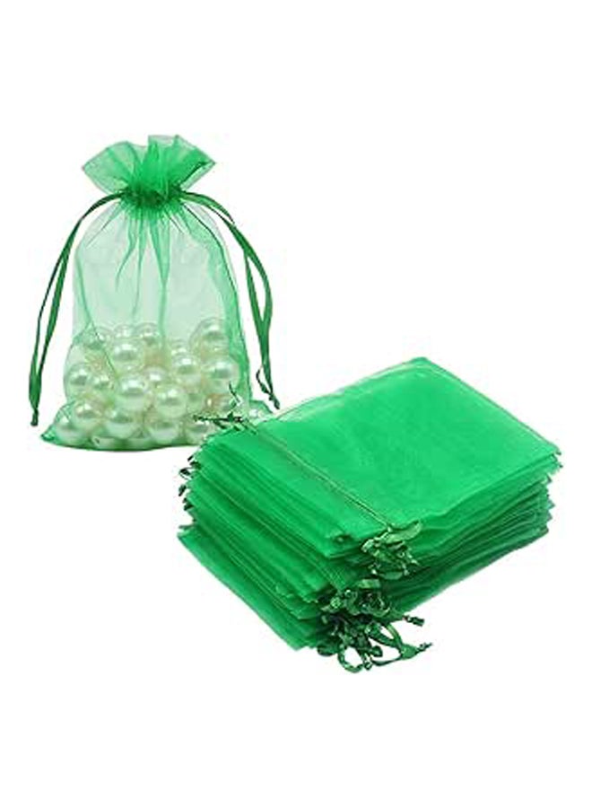 Package 100pcs Organza Drawstring Bags Green, - Image 1