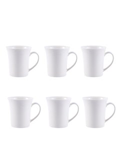6-Piece Porcelain Mug Set 320ML White