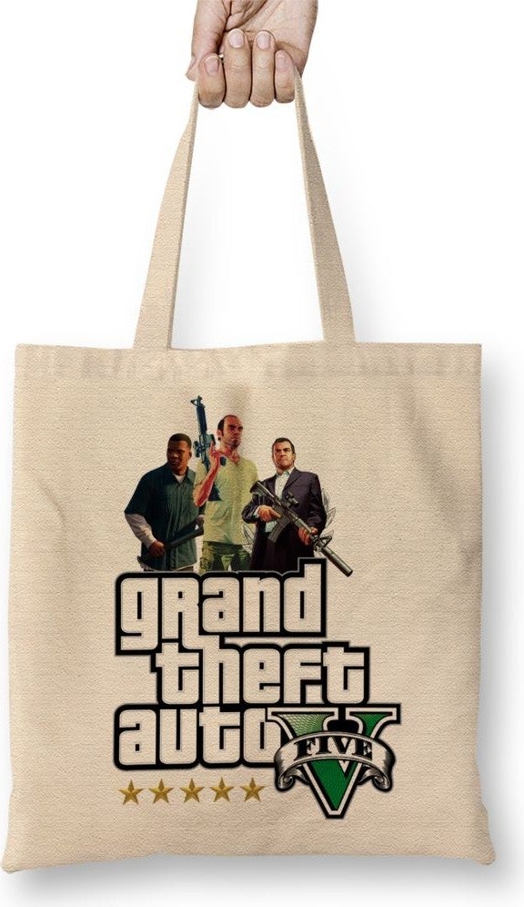 Baskı Dükkanı Print Shop Gta 5 Estrelas Cloth Bag Long Handle