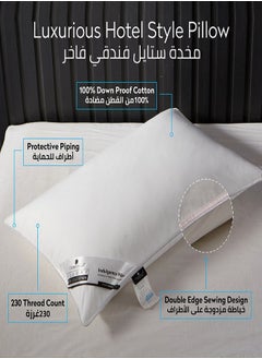 Donetella Cotton Pillow 2-Pieces(1600 Gm Each) Sleeping Bed Pillow King Size 50X75 Cm Hotel Style Double Edge Stitched Premium Gel Fiber, Medium Loft, White  - Image 3
