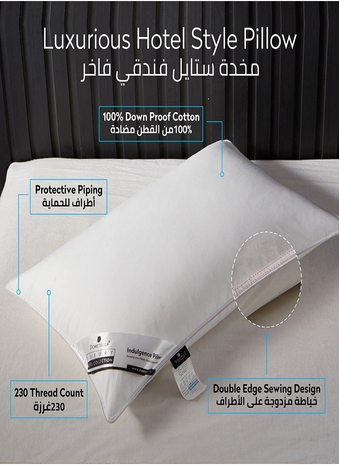 Donetella Cotton Pillow 2-Pieces(1600 Gm Each) Sleeping Bed Pillow King Size 50X75 Cm Hotel Style Double Edge Stitched Premium Gel Fiber, Medium Loft, White  - Image 3