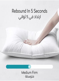 Donetella Cotton Pillow 2-Pieces(1600 Gm Each) Sleeping Bed Pillow King Size 50X75 Cm Hotel Style Double Edge Stitched Premium Gel Fiber, Medium Loft, White  - Image 5
