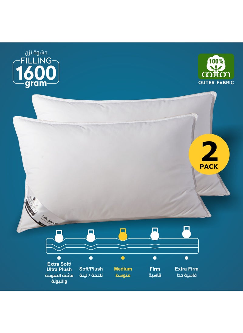 Donetella Cotton Pillow 2-Pieces(1600 Gm Each) Sleeping Bed Pillow King Size 50X75 Cm Hotel Style Double Edge Stitched Premium Gel Fiber, Medium Loft, White  - Image 1