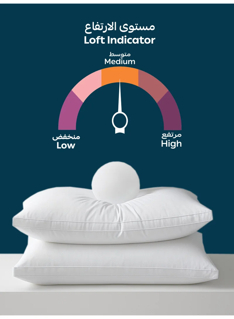 Donetella Cotton Pillow 2-Pieces(1500 Gm Each) Sleeping Bed Pillow King Size 50X75 Cm Hotel Style Double Edge Stitched Premium Gel Fiber, Medium Loft, White