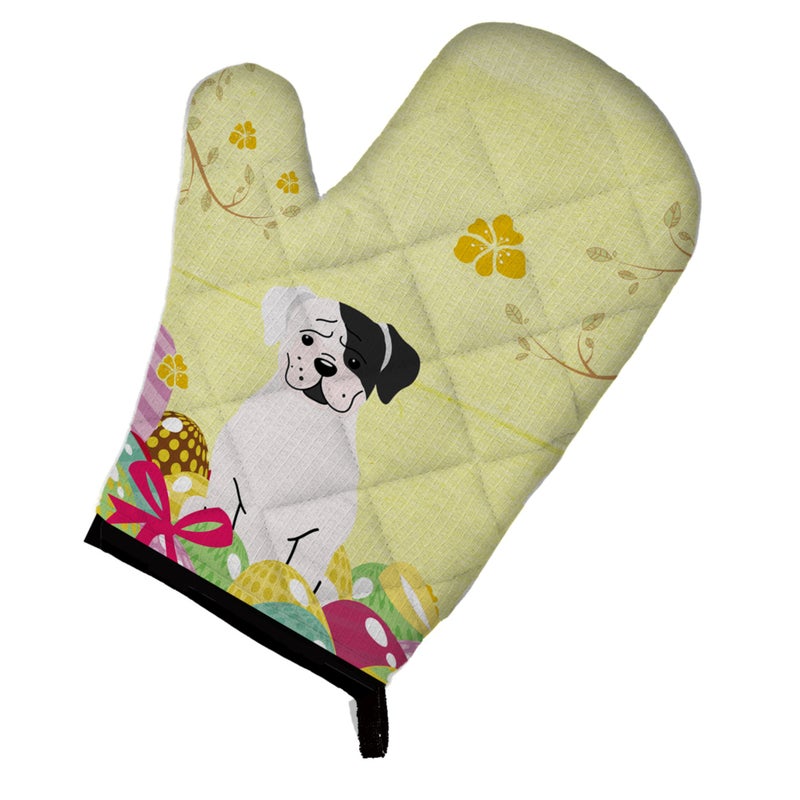 Caroline's Treasures ""Caroline's Treasures Easter Eggs White Boxer Cooper Oven Mitt  Multicolor  12"""" x 8.5""""""