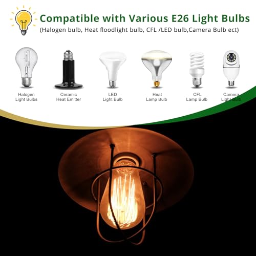 EMNOOTI E26 Light Socket,Standard Medimun Screw Bulb Socket Lamp Holder,E26 Porcelain Light Socket with Wire Lead for Halogen Incandescent LED Light Bulb - Image 5