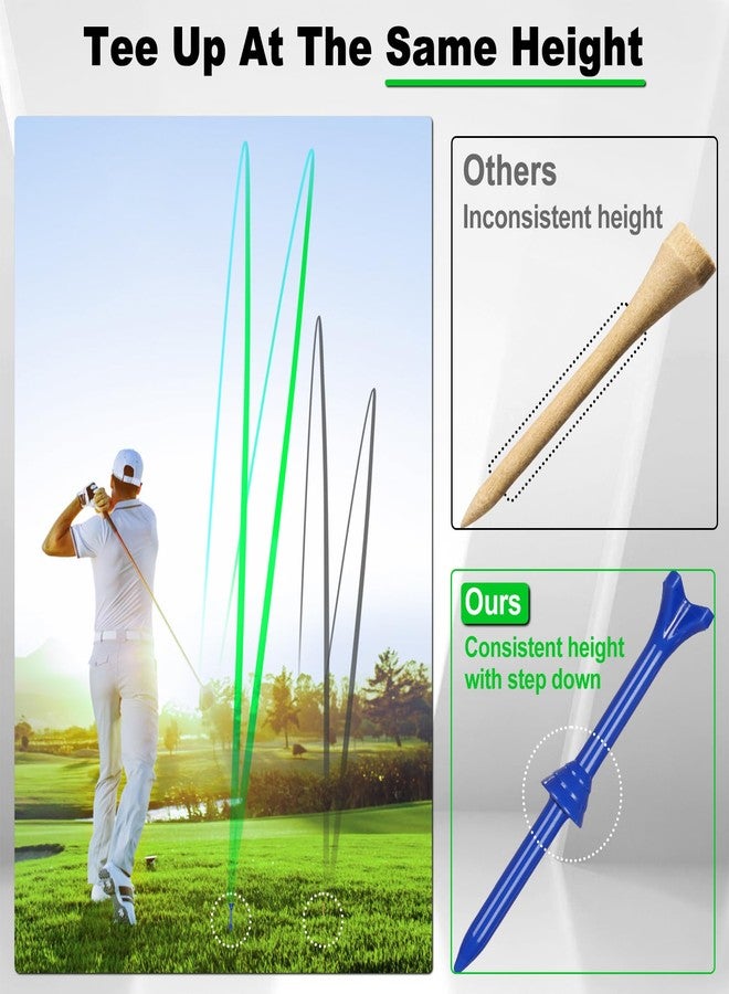 LZFAN Golf Tees 3 1/4 Inch, Plastic Golf Tees 4 Prongs Stability Tees, Unbreakable Long Golf Tees Reduce Friction & Side Spin Colored - Image 2