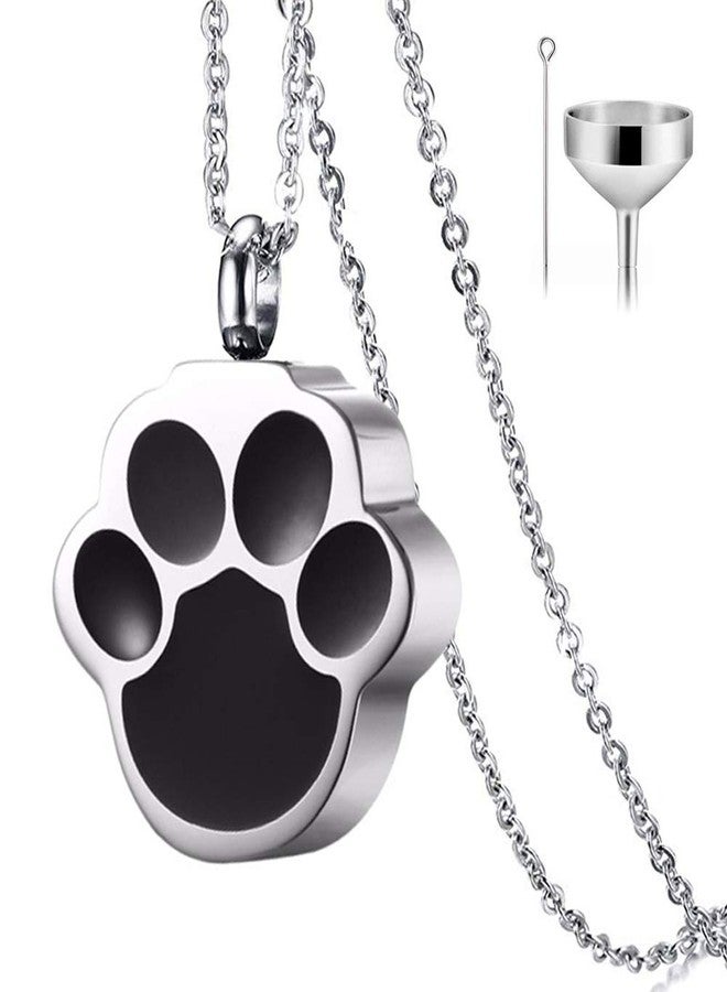 QUMY Pet Cat Dog Paw Print Cremation Jewelry for Ashes Wearable Urn Necklace Keepsake Memorial Pendant for Women Men, with Stainless Chain and Funnel Fill Kits (Men) - Image 1