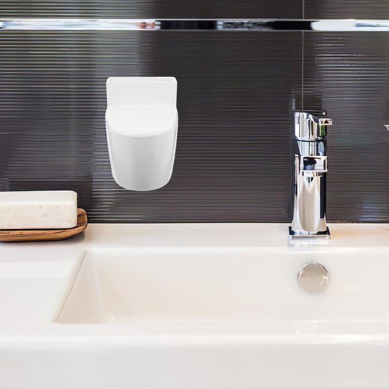Wall-mount Ashtray with Lid Toilet-shaped Cigarette Ash Holder White Ceramic Indoor Bathroom Smoking Supplies with Adhesive Strip - Image 5