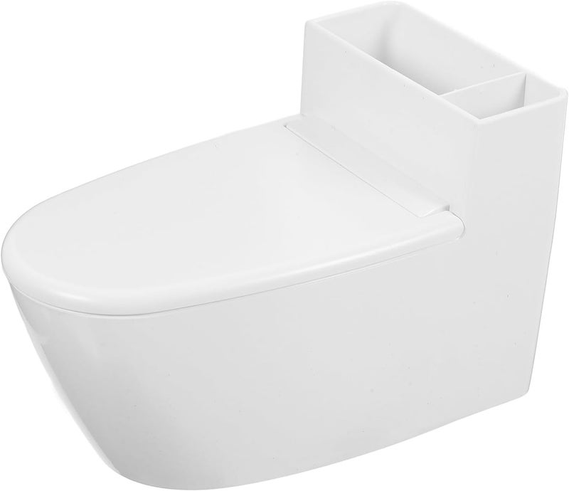 Wall-mount Ashtray with Lid Toilet-shaped Cigarette Ash Holder White Ceramic Indoor Bathroom Smoking Supplies with Adhesive Strip - Image 1