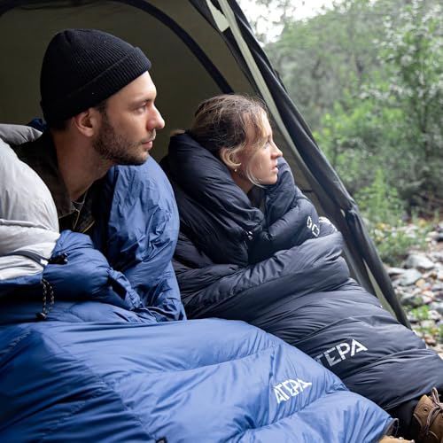 ATEPA 3in1 Hybrid Down Sleeping Bag 650FP Ultralight Backpacking Sleeping Bag for Big and Tall XL Wide 3Season Sleeping Bag with Pad Attachment Straps Detachable Hood for Hiking 30F Limit - Image 3