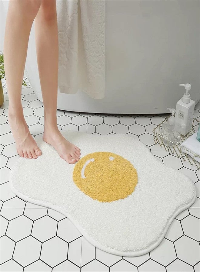 Ankah Bath Mat Cute Rug Non Slip for Bathroom, Absorbent, Extra Soft, Adorable Design, 22" x 30", Poached Eggs - Image 1