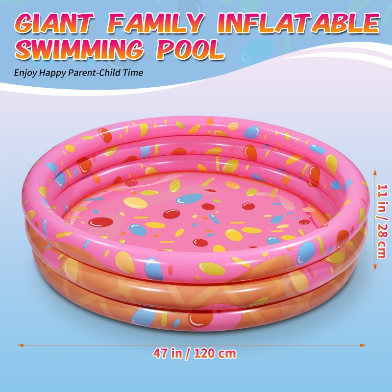PVC Inflatable Swimming Pool Circular Household Playing Water Pool Baby Bathing Pool Kids Toy 120x120x28cm(Dessert Pattern) - Image 4