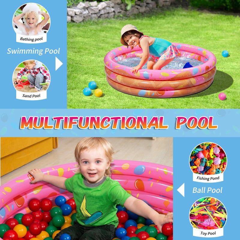 PVC Inflatable Swimming Pool Circular Household Playing Water Pool Baby Bathing Pool Kids Toy 120x120x28cm(Dessert Pattern) - Image 3