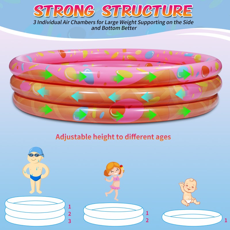 PVC Inflatable Swimming Pool Circular Household Playing Water Pool Baby Bathing Pool Kids Toy 120x120x28cm(Dessert Pattern) - Image 5