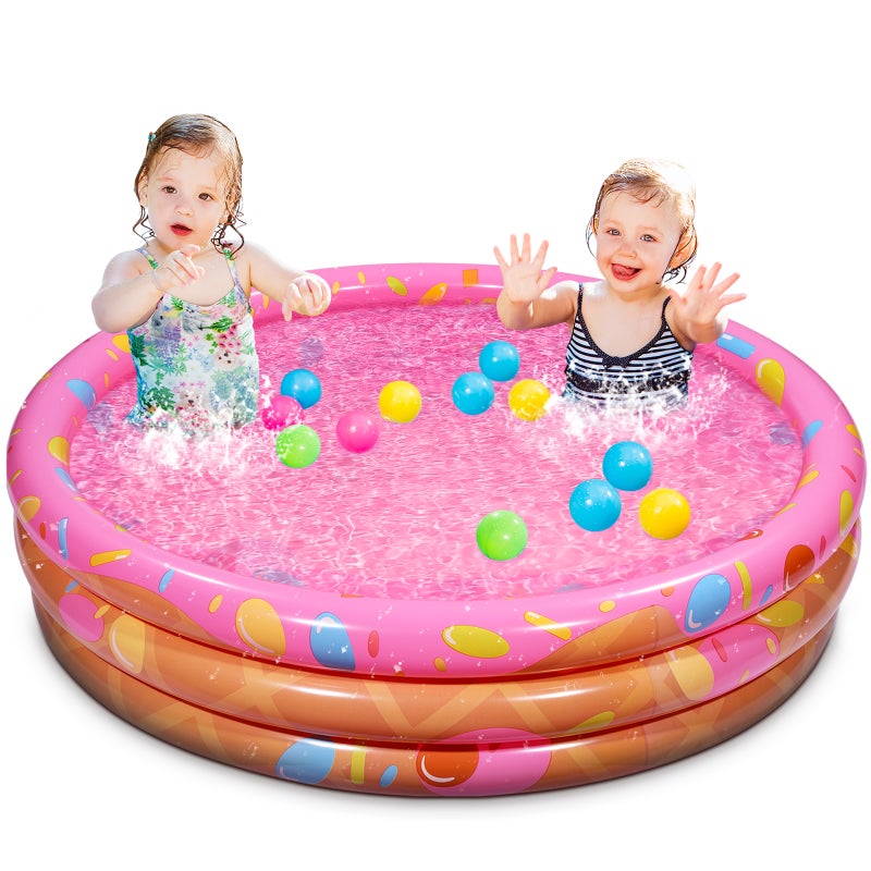 PVC Inflatable Swimming Pool Circular Household Playing Water Pool Baby Bathing Pool Kids Toy 120x120x28cm(Dessert Pattern) - Image 1