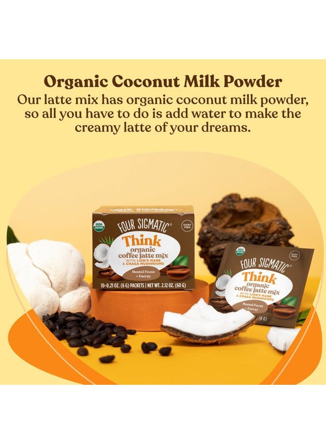 Four Sigmatic Mushroom Coffee Latte by Four Sigmatic | Daily Dose Alternative | Organic Instant Coffee Latte Mix with Lion's Mane, Chaga Mushrooms & Coconut Milk Powder | Keto & Dairy-Free | 10 Count - Image 2