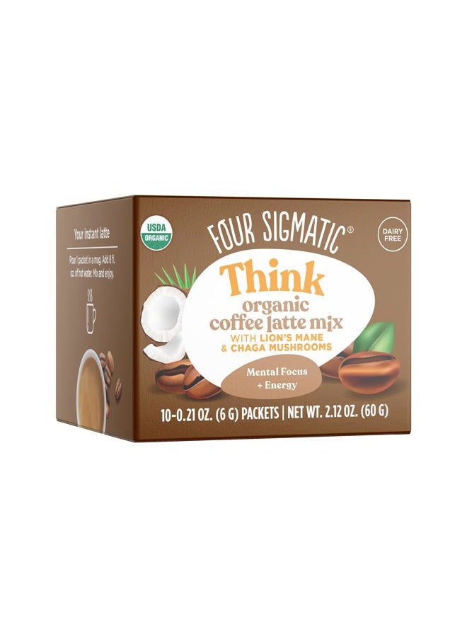 Four Sigmatic Mushroom Coffee Latte by Four Sigmatic | Daily Dose Alternative | Organic Instant Coffee Latte Mix with Lion's Mane, Chaga Mushrooms & Coconut Milk Powder | Keto & Dairy-Free | 10 Count - Image 1