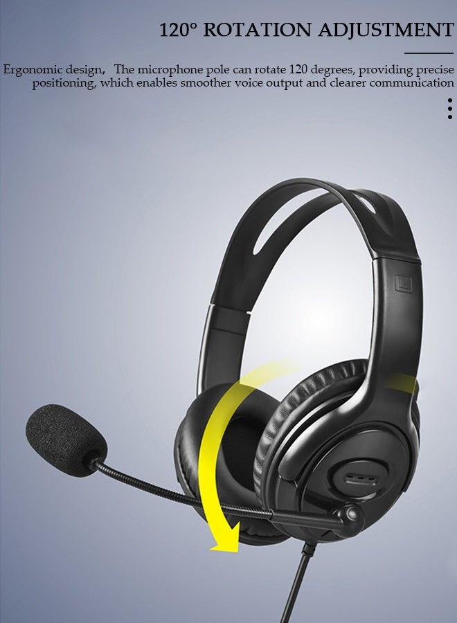 DUNISO USB Call Center Headset with Mic, Wired Over Ear Headphone, Noise Cancelling Microphone of 120 Degrees Rotation, Adjustable Headband , Comfortable Wearing Design for Office，PC,Study - Image 5