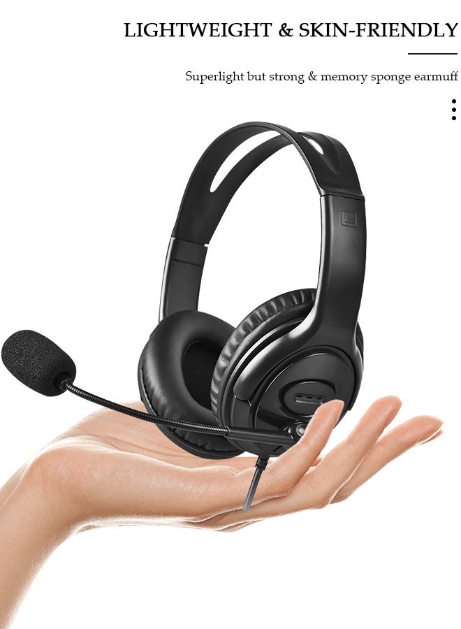 DUNISO USB Call Center Headset with Mic, Wired Over Ear Headphone, Noise Cancelling Microphone of 120 Degrees Rotation, Adjustable Headband , Comfortable Wearing Design for Office，PC,Study - Image 3