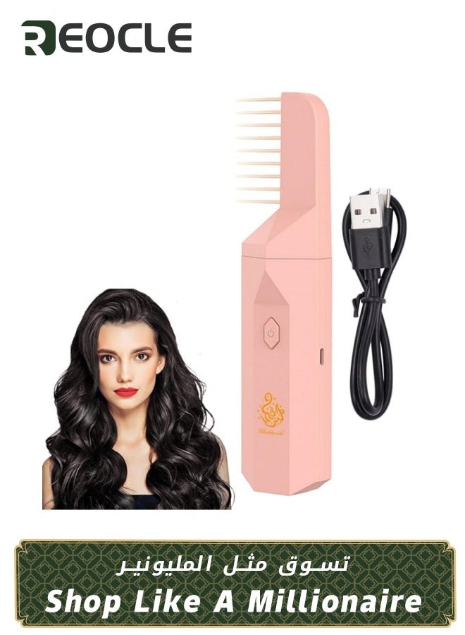 REOCLE Electric Comb Incense Electronic Portable Comb Replaces Comb Head Rechargeable Incense Sticks with Replaces Comb Head Ash Catcher and Aromatherapy Comb Unique and Creative Gift for Girls Pink - Image 1
