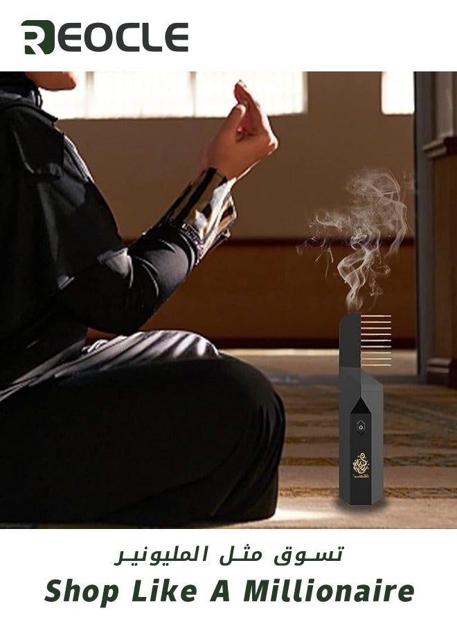 REOCLE Electric Comb Incense Electronic Portable Comb Replaces Comb Head Rechargeable Incense Sticks with Replaces Comb Head Ash Catcher and Aromatherapy Comb Unique and Creative Gift for Girls Pink - Image 3