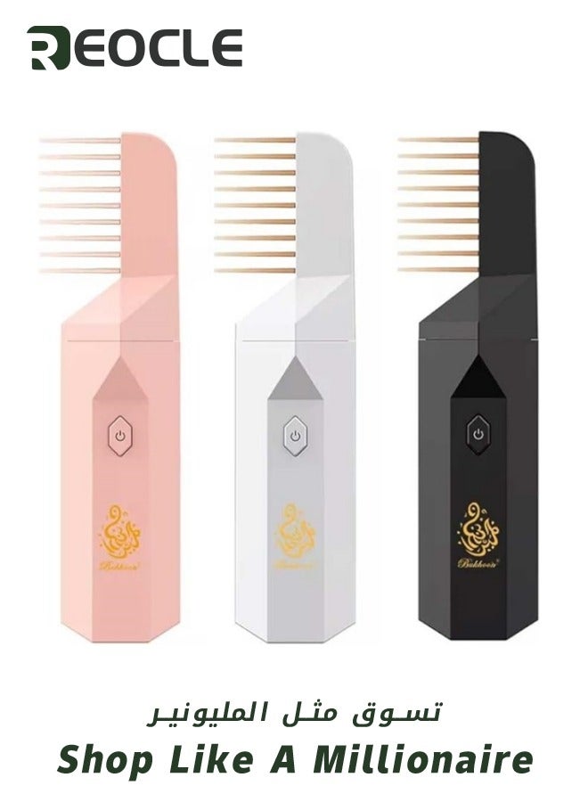 REOCLE Electric Comb Incense Electronic Portable Comb Replaces Comb Head Rechargeable Incense Sticks with Replaces Comb Head Ash Catcher and Aromatherapy Comb Unique and Creative Gift for Girls Pink - Image 4