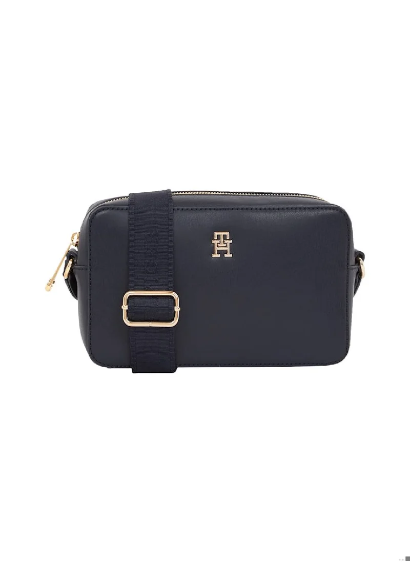 TOMMY HILFIGER Women's Hilfiger Monotype Camera Bag, Blue - faux leather