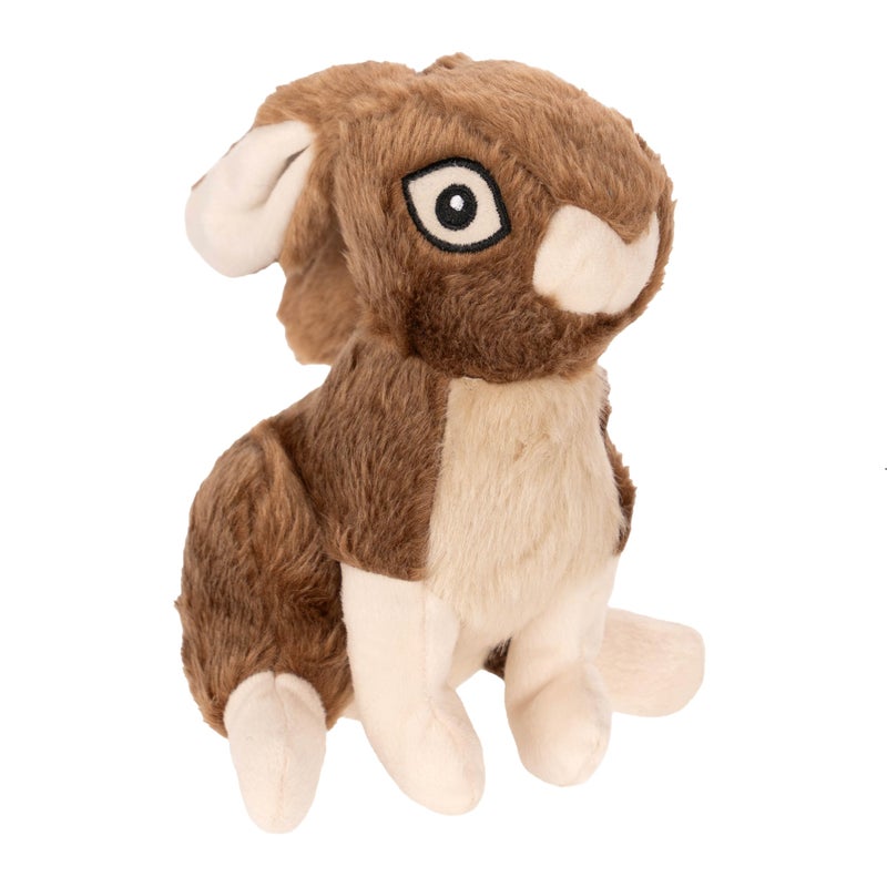 goDog Wildlife Rabbit Squeaky Plush Dog Toy with Chew Guard Technology, Durable Fabric & Squeaker for Active Play, Brown, Large - Image 1