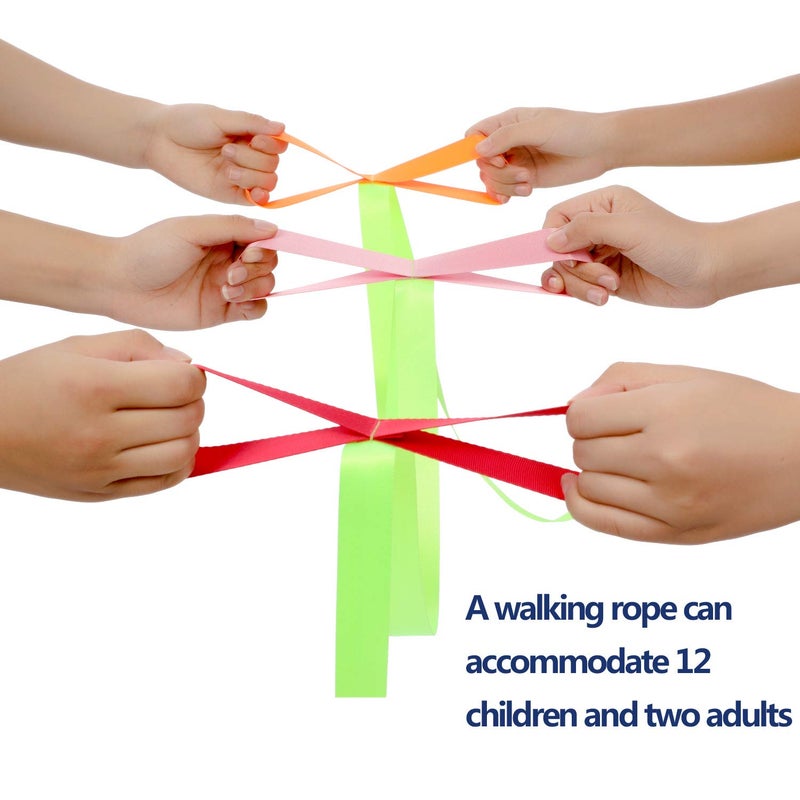 TecUnite 2 Packs Short Walking Rope with 12 Handles Outdoor Safety Daycare Rope Leashes for Preschool Kids Children Toddlers Daycare Schools Teachers, 12 Children 2 Adults(Color 2) - Image 5