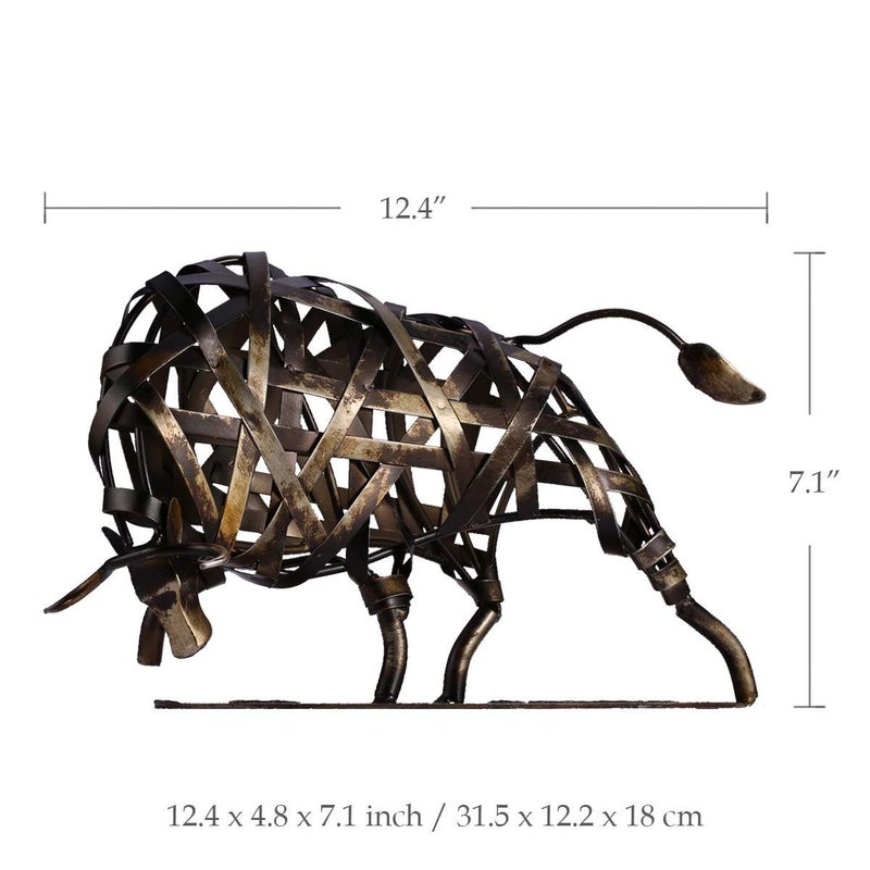 Tooarts Metal Modern Sculpture Iron Braided Cattle Home Handmade Statue Crafts - Image 4