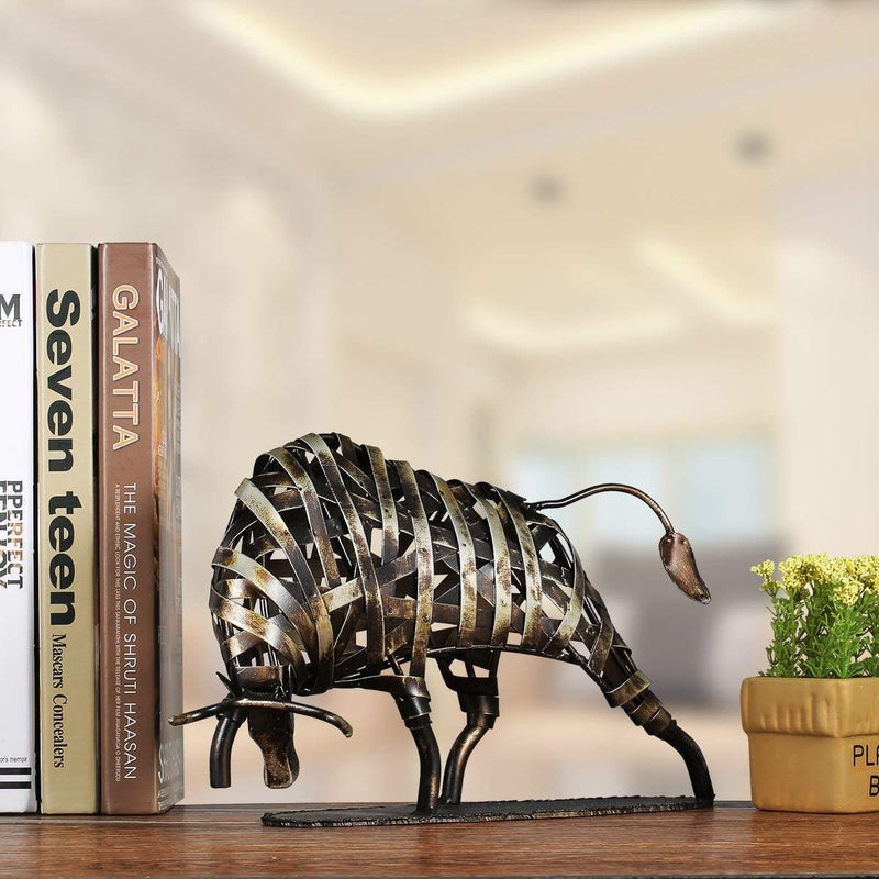 Tooarts Metal Modern Sculpture Iron Braided Cattle Home Handmade Statue Crafts - Image 2