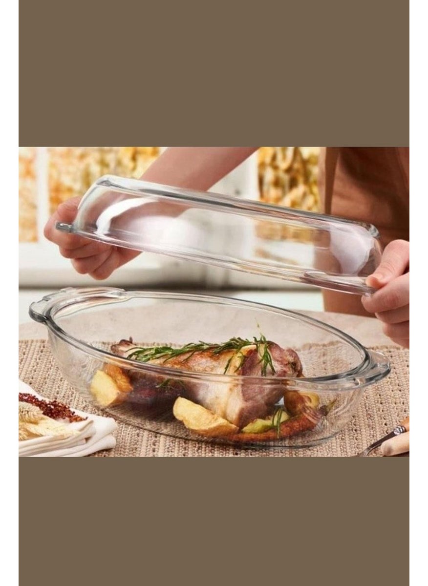 Paşabahçe 59072 Oval Pyrex Pot with Lid 2850 cc.  - Image 2