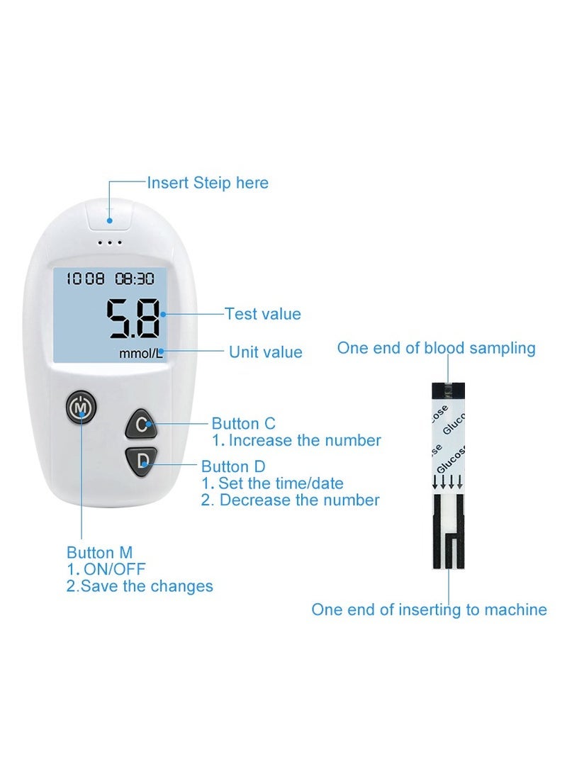 general Blood Sugar Monitor Diabetes Testing Kit With 50 No Coding Test Strips 50 Lancets (unit: mg/dL) - Image 2