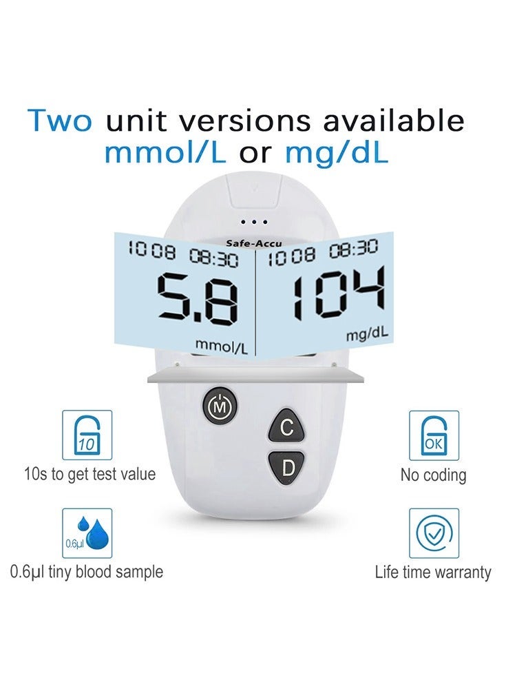 general Blood Sugar Monitor Diabetes Testing Kit With 50 No Coding Test Strips 50 Lancets (unit: mg/dL) - Image 3