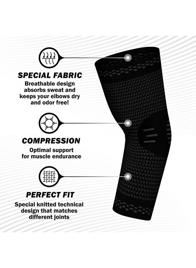 POWERLIX Elbow Orthopedic Brace Compression Support (Pair) - Elbow Sleeve for Tennis, Golfer’s, Bursitis, and Sprains, Arthritis, Tendonitis. Pain Relief(Black, L) - Image 5