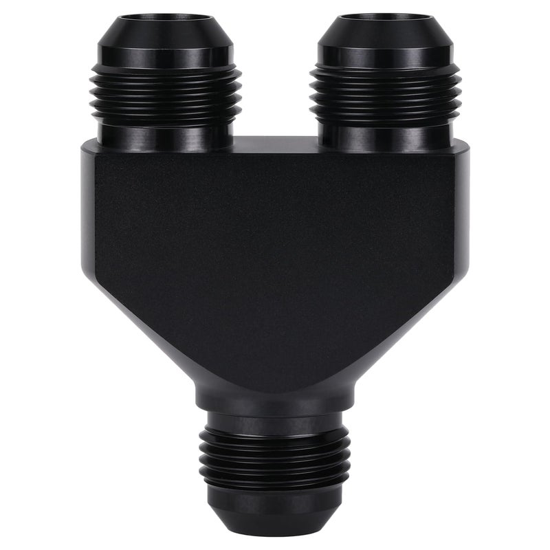 Podavelle 12AN Male to Parallel Dual 12AN Male Y Block Fuel Fitting Splitter Adapter Connector Aluminum Black - Image 2