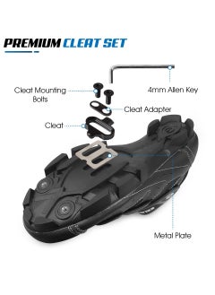 KASTWAVE Mountain Bike Pedal Cleats, SHIMANO SPD Compatible, Pair of Black Bicycle Cleats with Metal Plates, Foot Cleats Cleats for Indoor Cycling and Outdoor Road Cycling Shoes  - Image 2