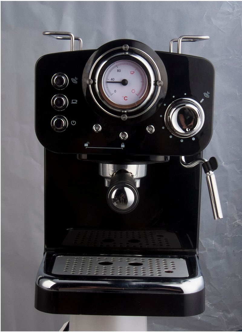 Mediatech - Manual Barista Pump Espresso Coffee Machine , Temperature Indicator ,Cappuccino, Latte Macchiato, Milk Frother, 1100 Watt, MT-CM301,Black - Image 1