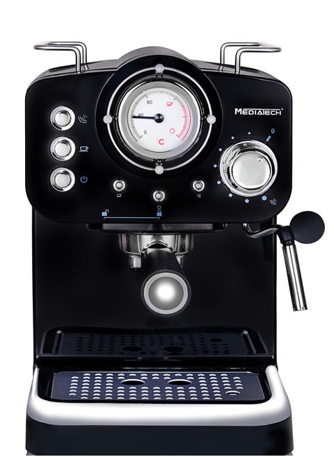 Manual Barista Pump Espresso Coffee Machine , Temperature Indicator ,Cappuccino, Latte Macchiato, Milk Frother, 1100 Watt, MT-CM301,Black