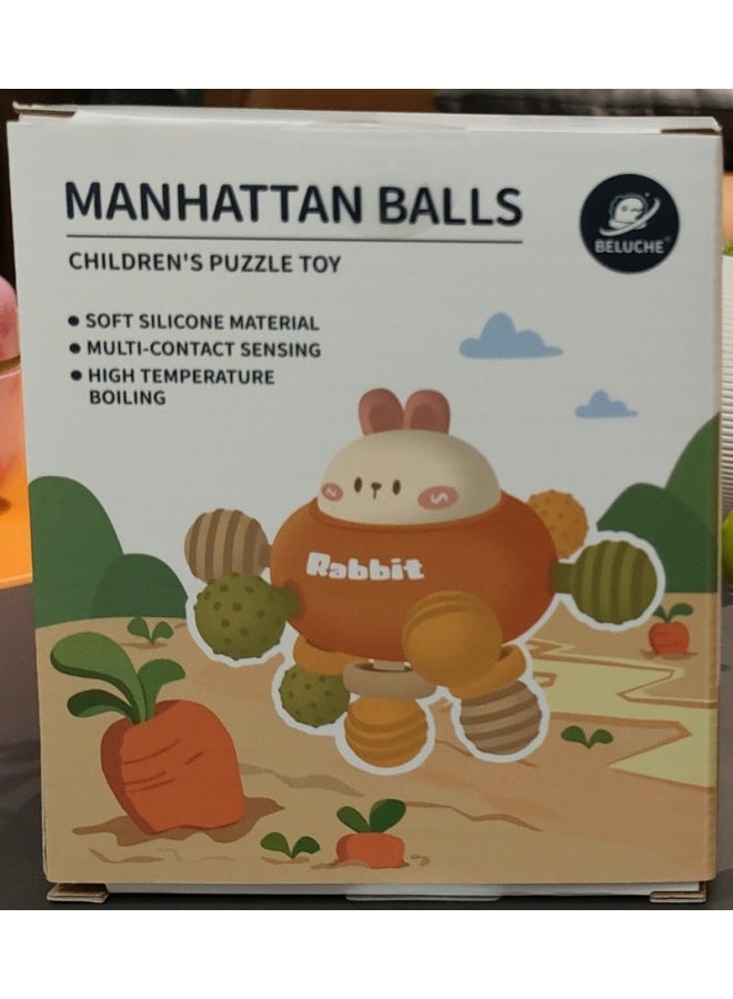 LP Educational Children's Toy Manhattan Atomic Ball Baby Molar Soft Gel Boiled Teeth Gel Hand-held Ball Vocalization - Image 1