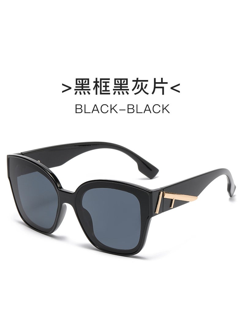 New Fashion Oversized Sunglasses for Women Black frame black and gray piece