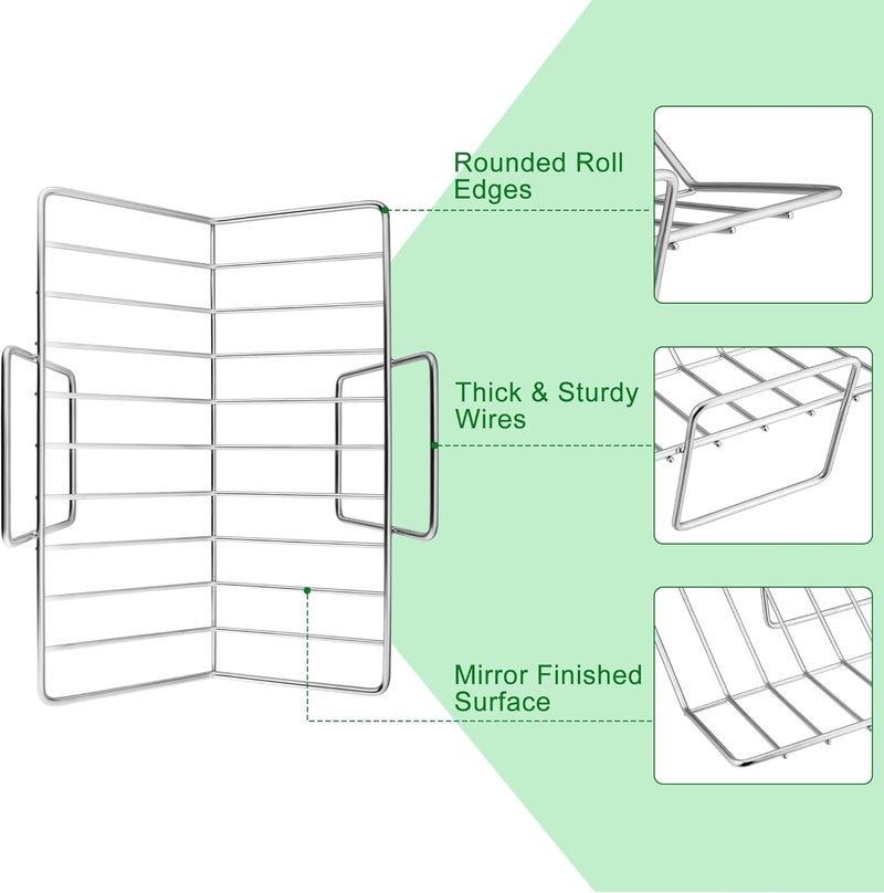 E-far Turkey Roasting Rack, Stainless Steel Rib Rack for Roasting, Grilling and Smoking, 14.4 x 10 inches, V Shaped & Heavy Duty, Dishwasher Safe (Large) - Image 3